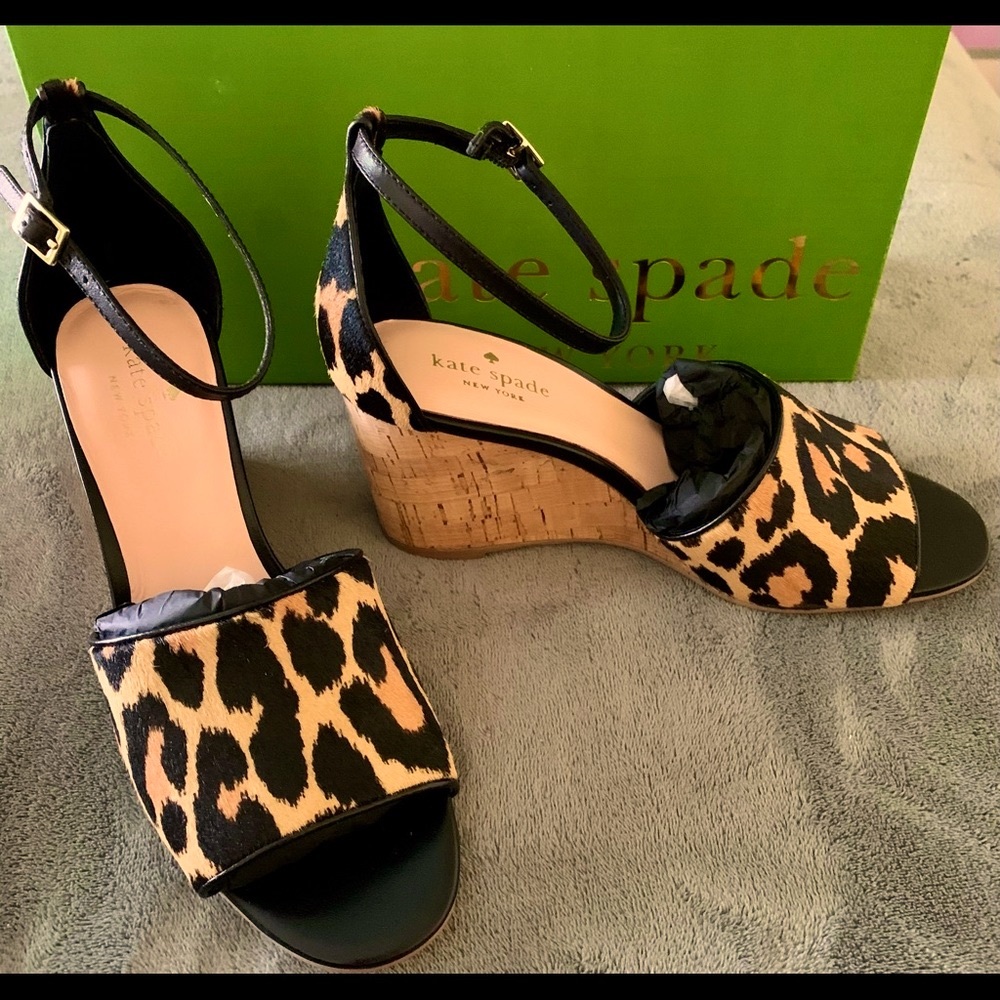 Leopard Print Cork Wedge Sandals with Ankle Strap - Picture 4 of 6